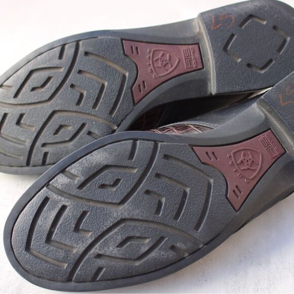 Ariat Black Brown Leather Slip-On Shoes Size 8B - Picture 3 of 7